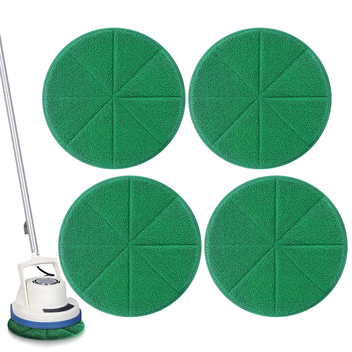 Potchen 4 Pack 12" Microfiber Carpet Bonnet Pads Compatible with Oreck Orbiter ORB550MC ORB700MB ORB600MW Floor Machine, Mopping and Buffing Pad Compatible with Bissell Commercial BGEM9000