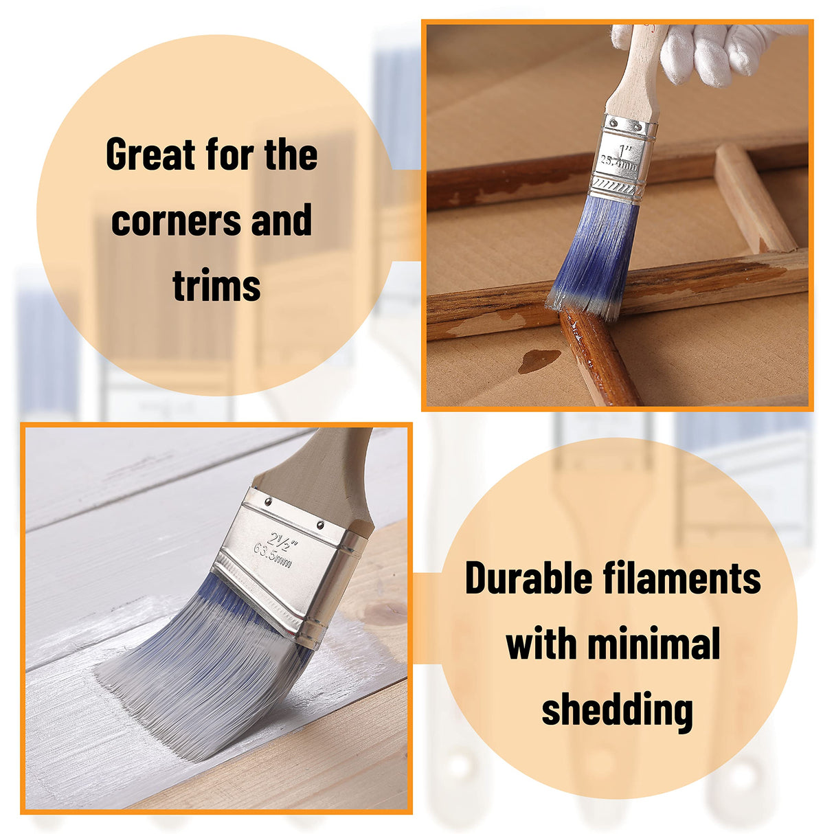 Bates 3-Inch Angle Paint Brushes (12 Pack) - Treated Wood Handle, Perfect for Walls & Furniture