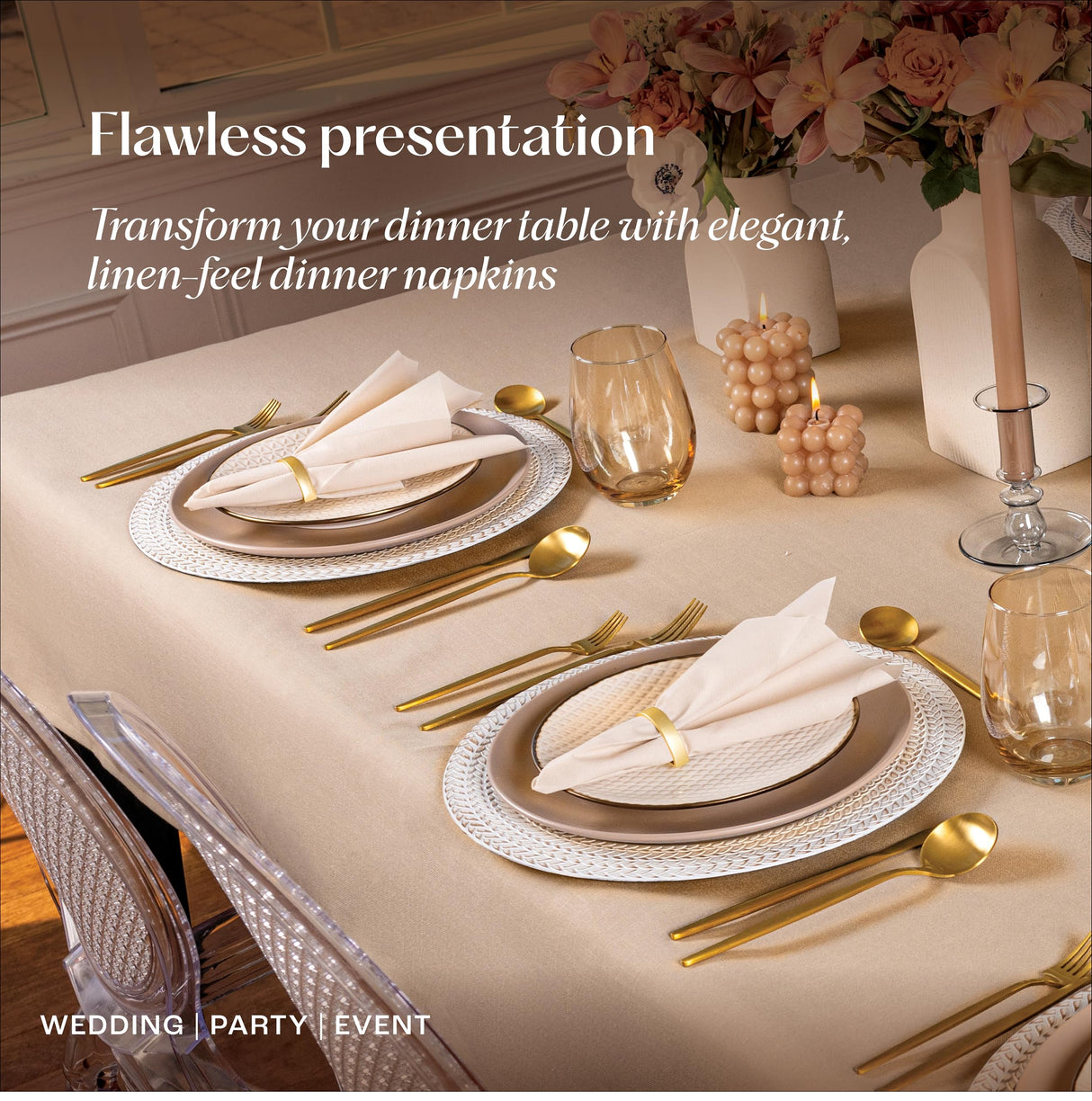 50-Pack Disposable Linen-Feel Red Napkins, 12" x 17" Cloth-Like Paper Dinner Napkins For Christmas, Wedding, Holiday, Bathroom, Party Or Event