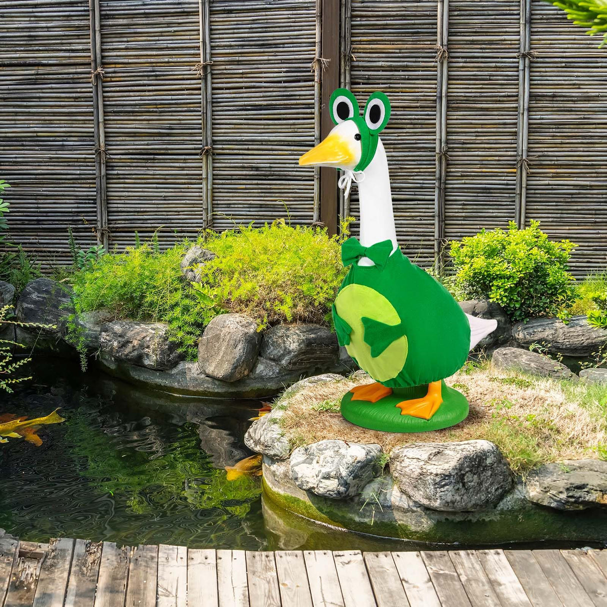 JcHrmers Frog Porch Goose Outfit Spring Goose Outfits Summer Yard Goose Clothes Fits 23" Cement Plastic Goose Statue for Spring Summer Outdoor Garden Yard Patio Lawn Art Decor
