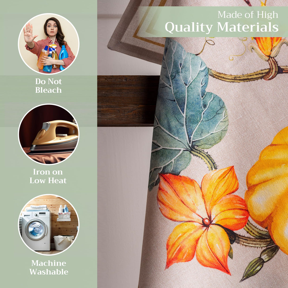 Maison d' Hermine Kitchen Towels Set of 3 100% Cotton 20" x 27.5" Reusable Cloth Tea Dish Towels Absorbent with Hanging Loop for Kitchen Dining Thanksgiving Christmas Decorations (Potiron)