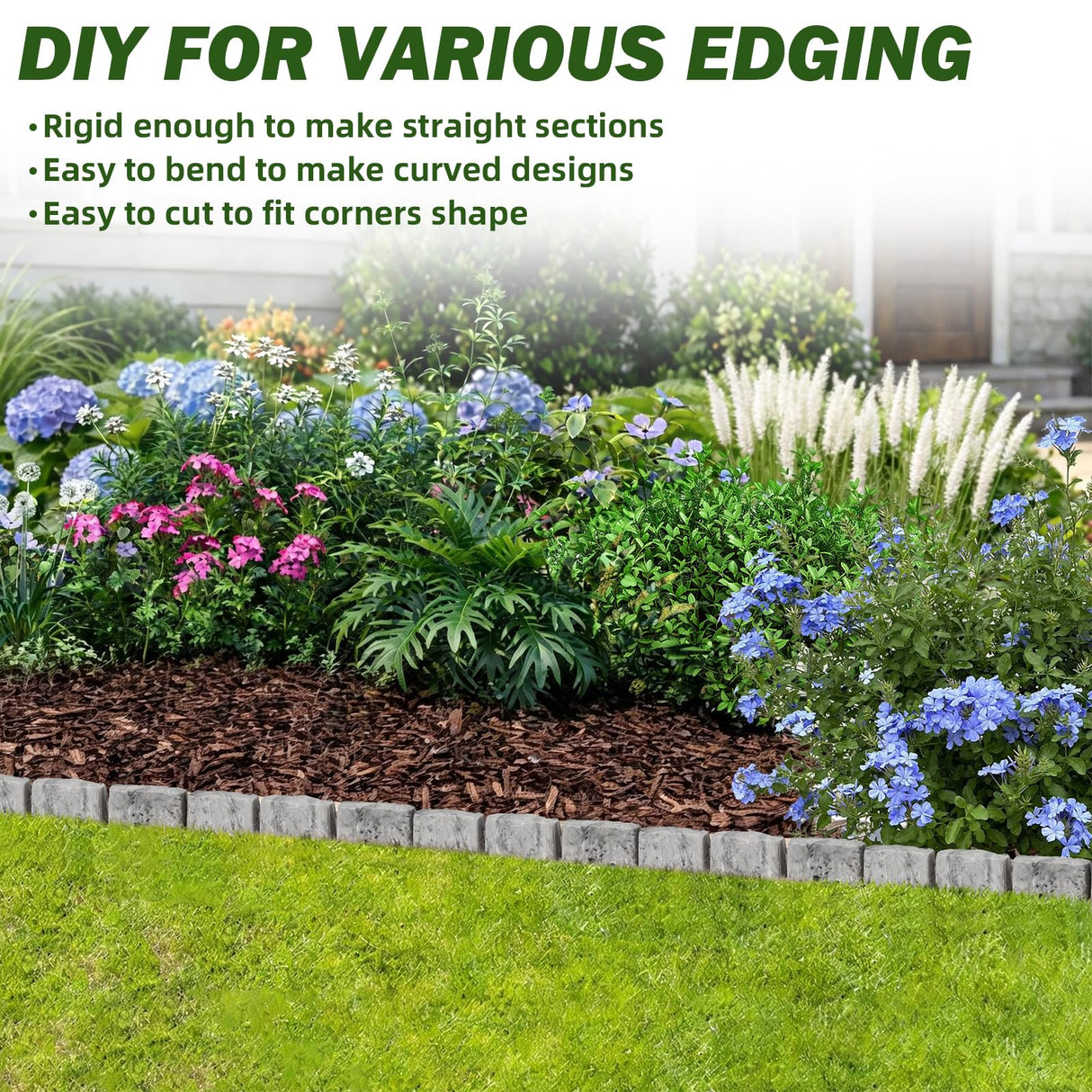 Landscape Edging Garden Edging Border Faux Stone Edging,17FT x 2.75 in Tall