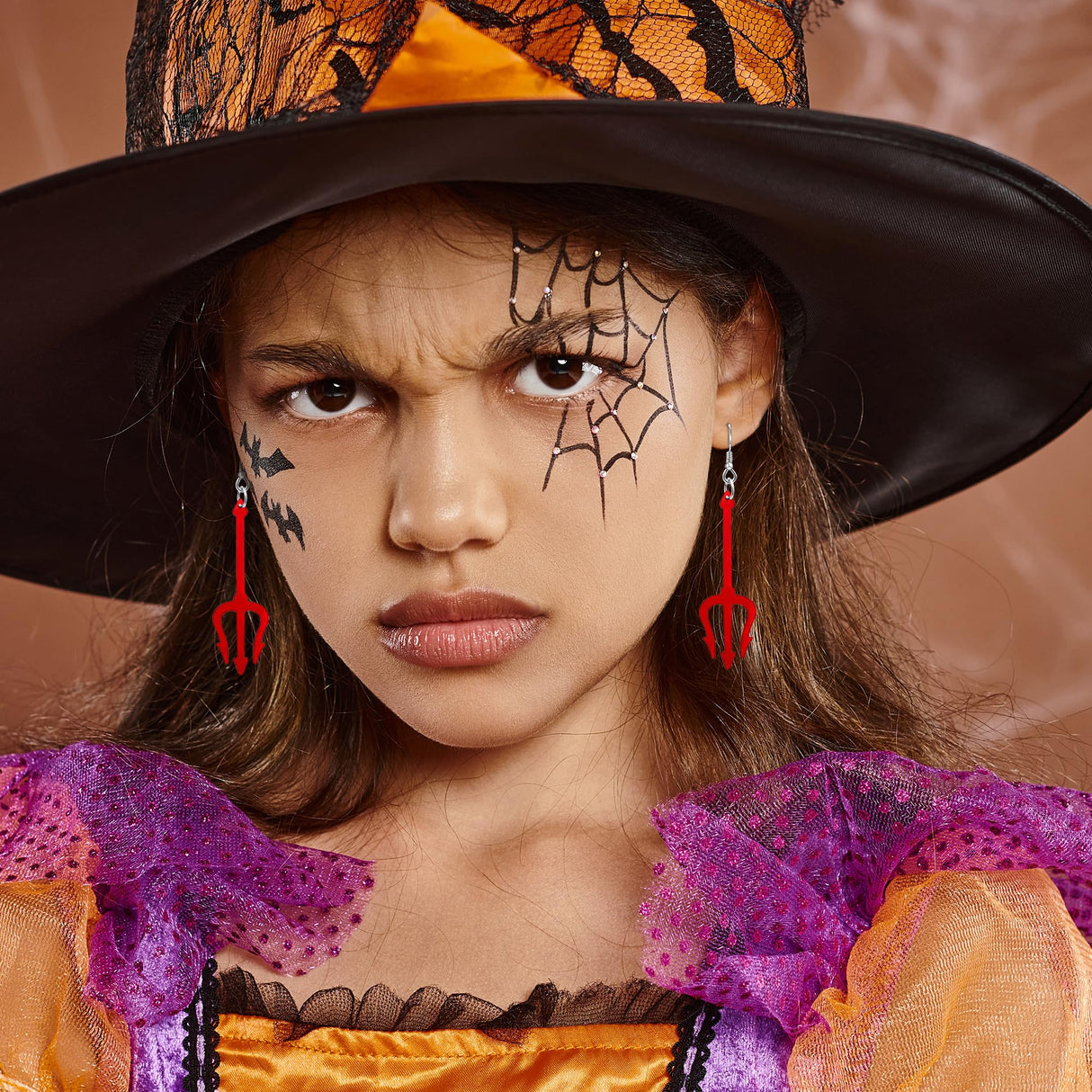 PEALICIOUS Devil Earrings Halloween Earrings Dangle Red Devil Accessories for Women with Lightweight Red Pitchfork as Girl Halloween Costumes Jewelry Fun Spooky Jewelry Christmas Gifts