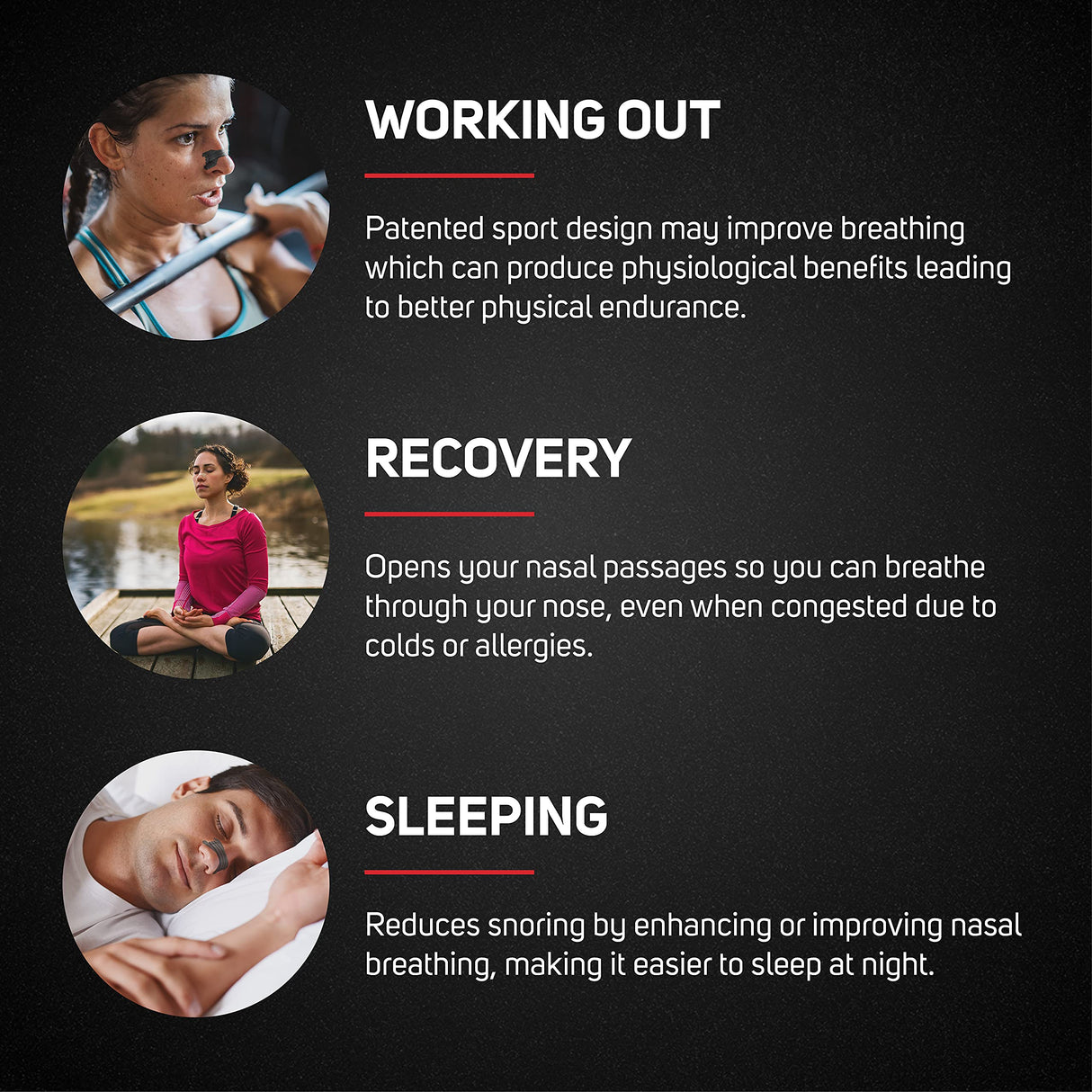 Clear Passage Performance Nasal Strips for Athletes, Sports Dilators, Improves Breathing & Athletic Performance, Instant Nasal Congestion Relief, Reduce Snoring, Black, Large/XL, 50 Count