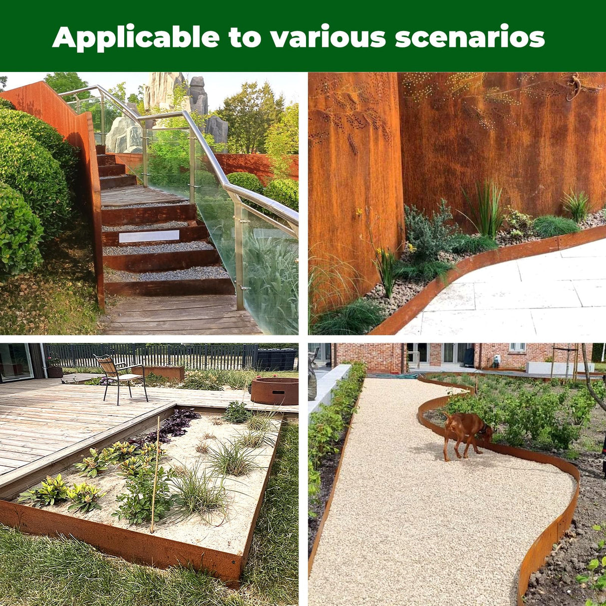 Corten Steel Edging 8" H x 40" L Steel Garden Edging 6 Pack 180 Bend Rusted