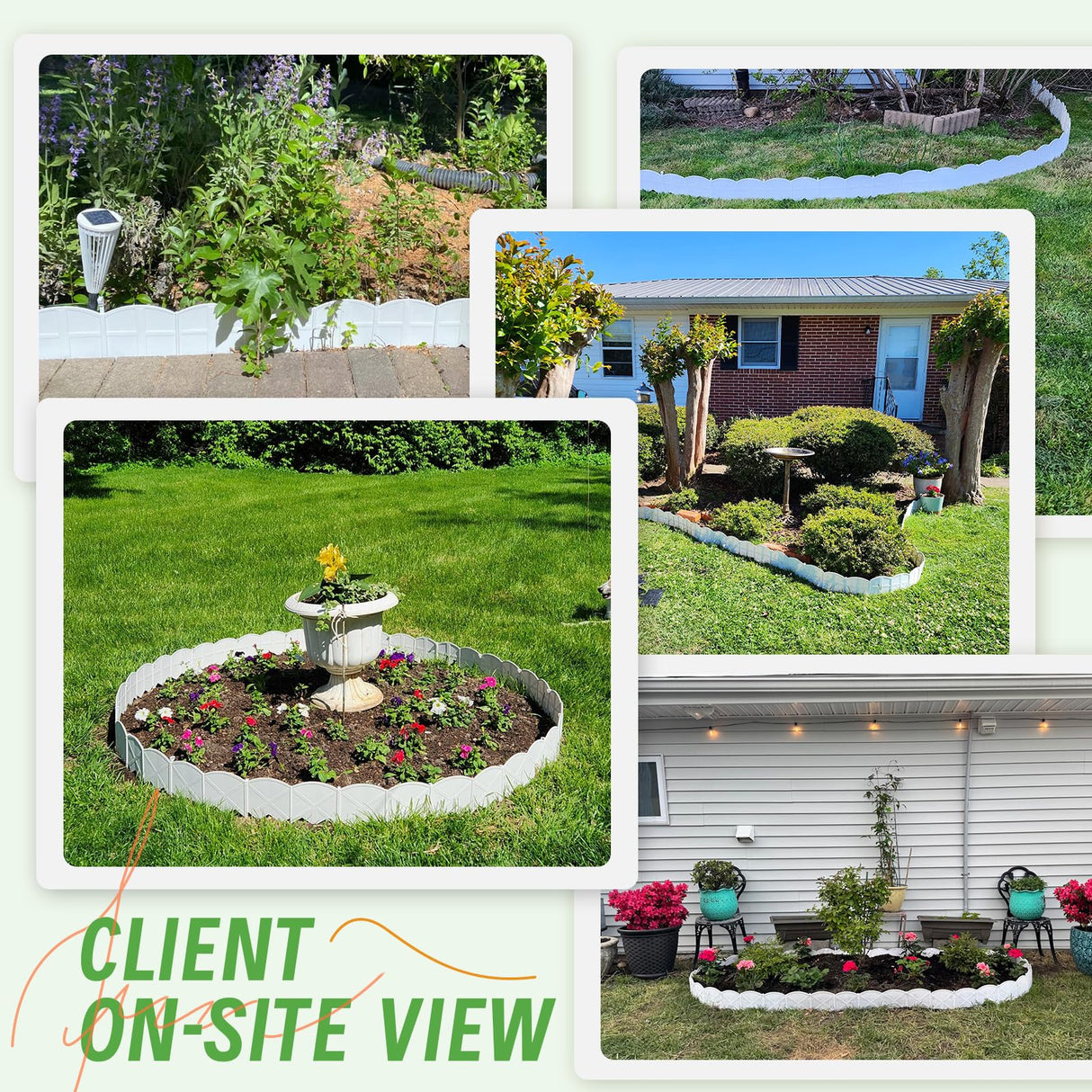 6 Inch Tall 20Ft White Landscape Edging Border with 7.8In Stakes,20Pcs