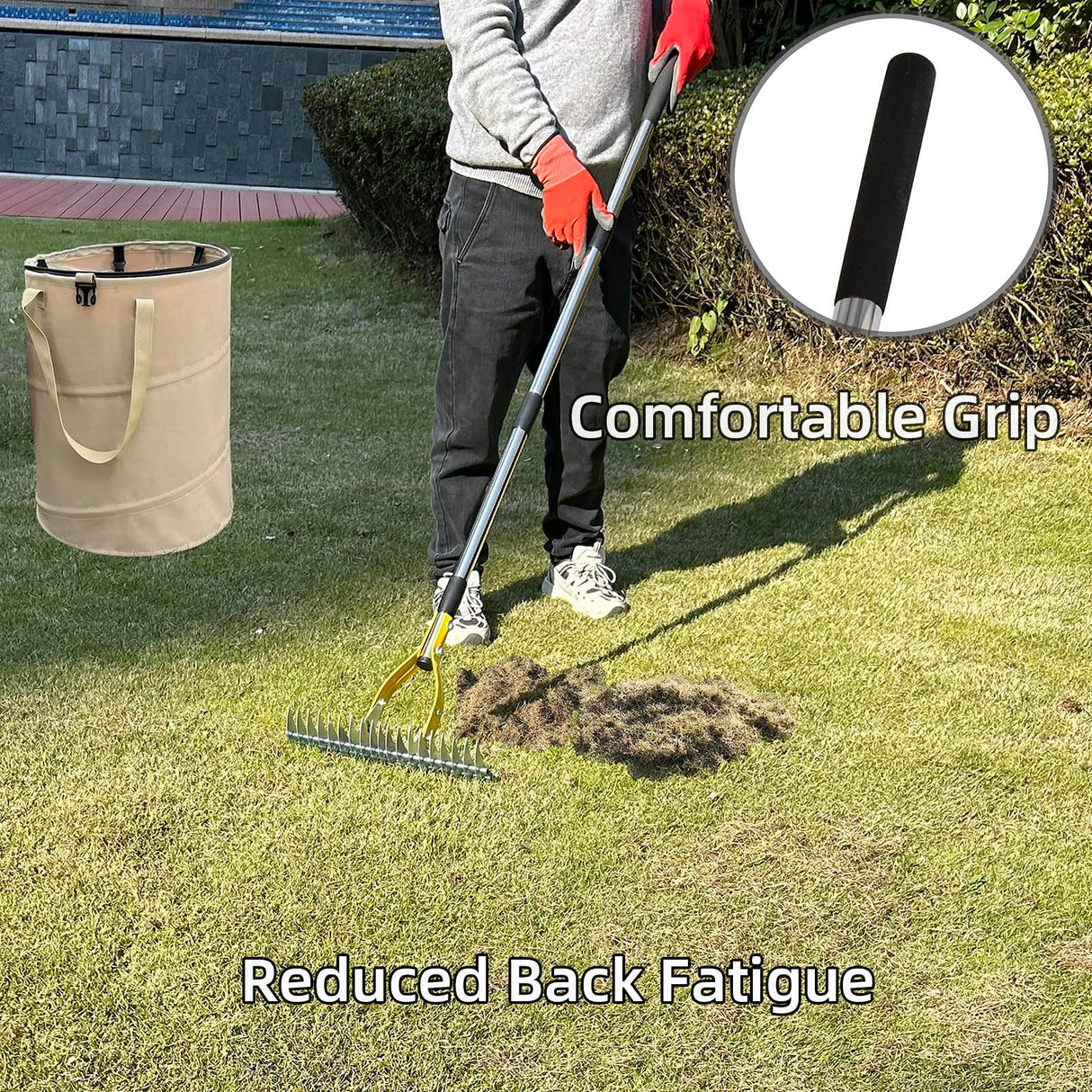KLDOLLAR Thatch Rake, Dethatcher Rake for Grass to Cleaning Dead Grass