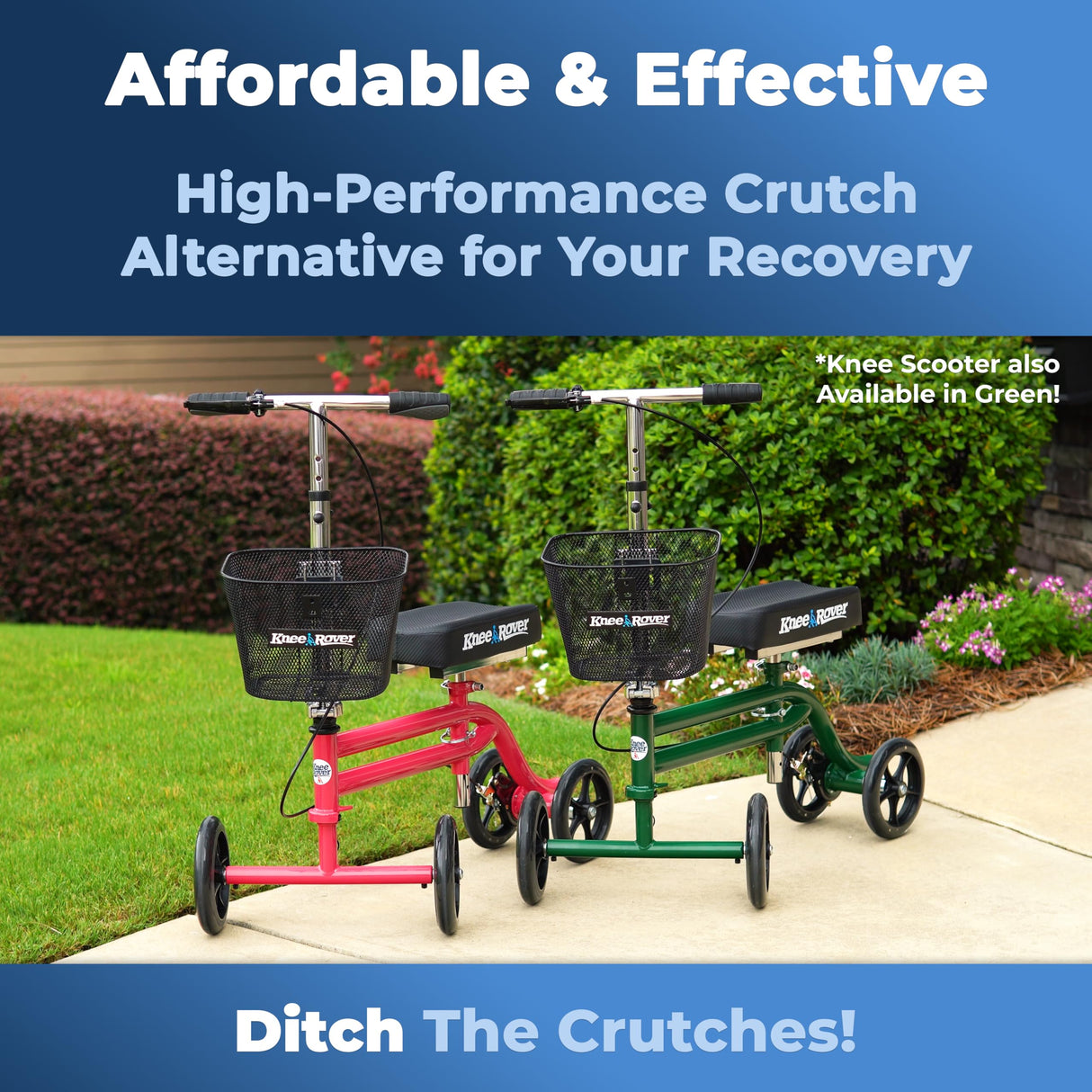 KneeRover Steerable Knee Scooter Knee Walker for Adults for Foot Surgery, Broken Ankle, Foot Injuries - Foldable Knee Rover Scooter for Broken Foot Injured Leg Crutch Alternative with Basket Hot Pink