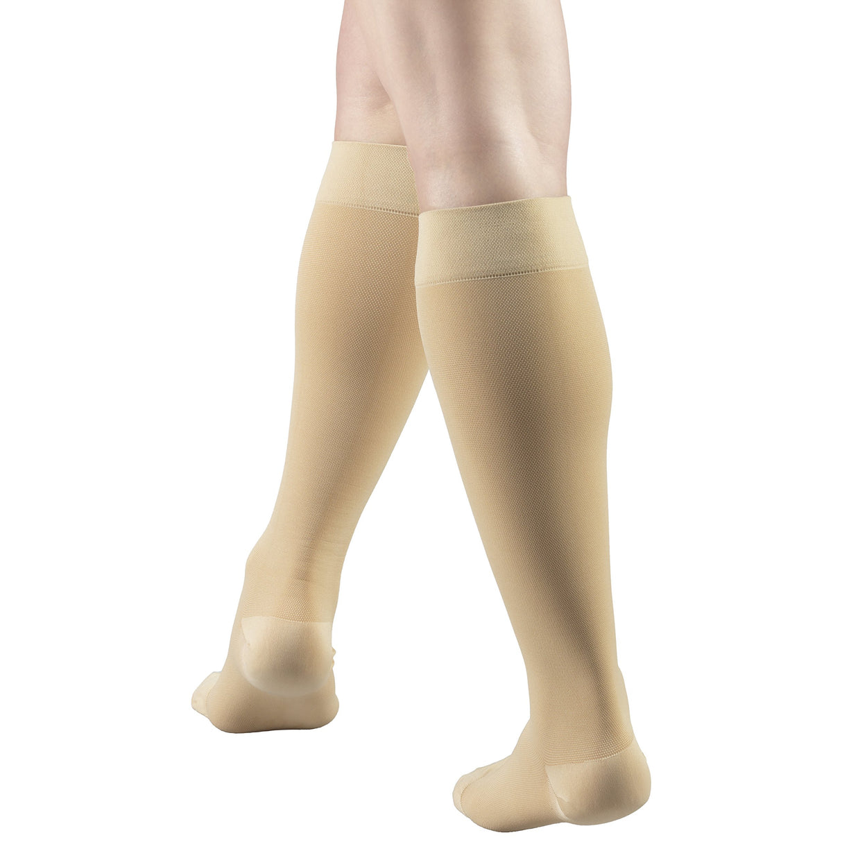 Truform 15-20 mmHg Compression Stockings for Men and Women, Knee High Length, Closed Toe, Beige, Medium