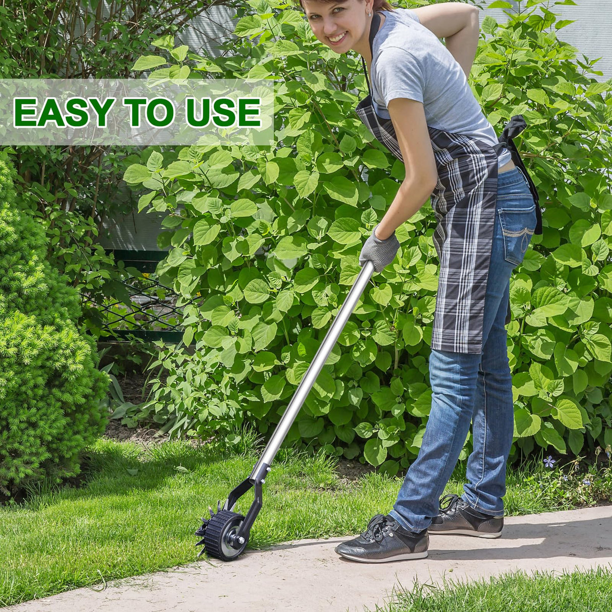 LASTOOLS Wheel Rotary Edger Lawn Tool, Sidewalk 66.7Inch Manual Lawn Edger, Grass Edge Trimmer, Adjustable Stainless Steel Handle with Cushion Grip,Soil,Garden and Yard Tool