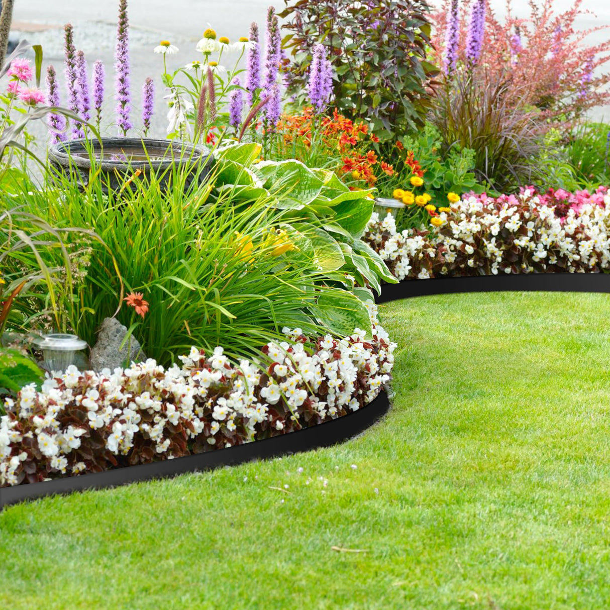 RLINGX Landscape Edging No Dig 4 inch Tall 33FT Garden Edging with 30 Spikes, Landscape Edging Border for Landscaping, Lawn, Flower Beds, Grass and Yard (4inch 33ft)