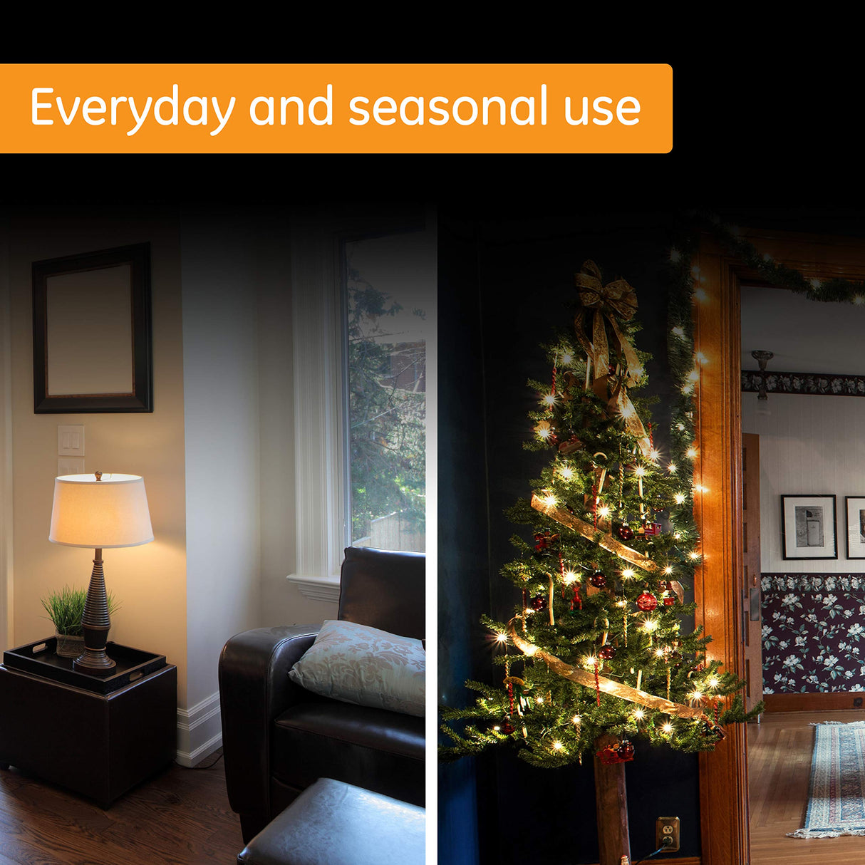 GE Mechanical Grounded Outlet Timer, Dual Plugs with 3 Prongs, 24 Hour Cycle, Indoor Use for Lights, Lamps, Fans, Appliances, Christmas, Tree, 4 Pack, 66405