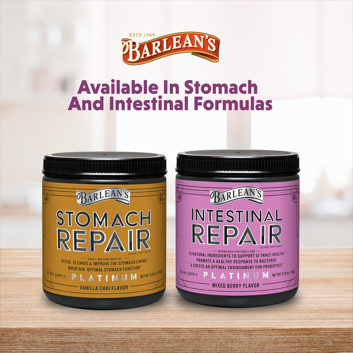 Barlean’s Intestinal Repair Gut Health Powder with 16 Digestive Supplements, L-Glutamine, Marshmallow & Licorice Root, Aloe Vera, and Fiber Mixed Berry Flavor, 6.35 oz