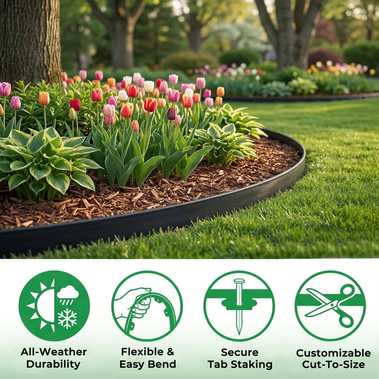 Gardzen 1.5" x100' Landscape Edging Kit with 120 Spikes