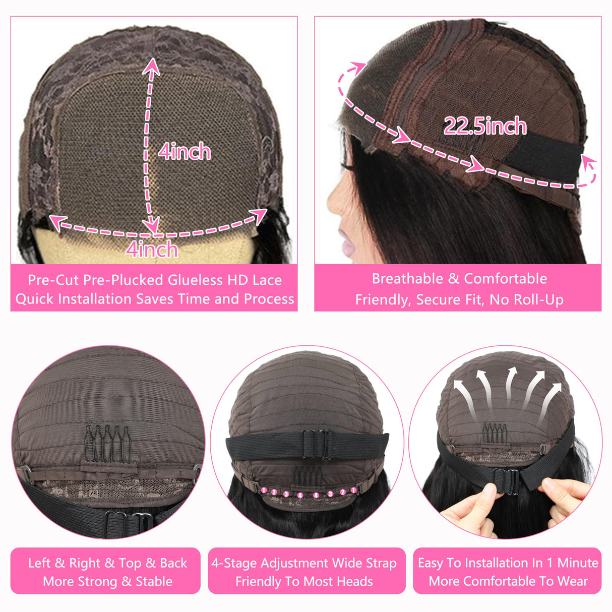 BINF Loose Wave Lace Front Wigs Human Hair 30 Inch Loose Deep Wave Wig Pre Plucked Pre Cut Glueless 4x4 Deep Wave Lace Closure Wig for Women HD Transparent Natural Black