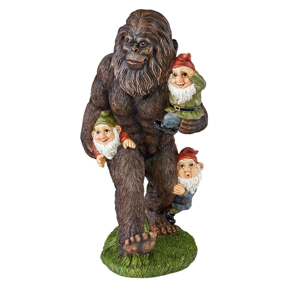 Design Toscano Schlepping the Garden Gnomes Bigfoot Yeti Indoor/Outdoor Garden Statue, 16 Inch Tall, Cast Stone Resin, Painted Full Color Finish