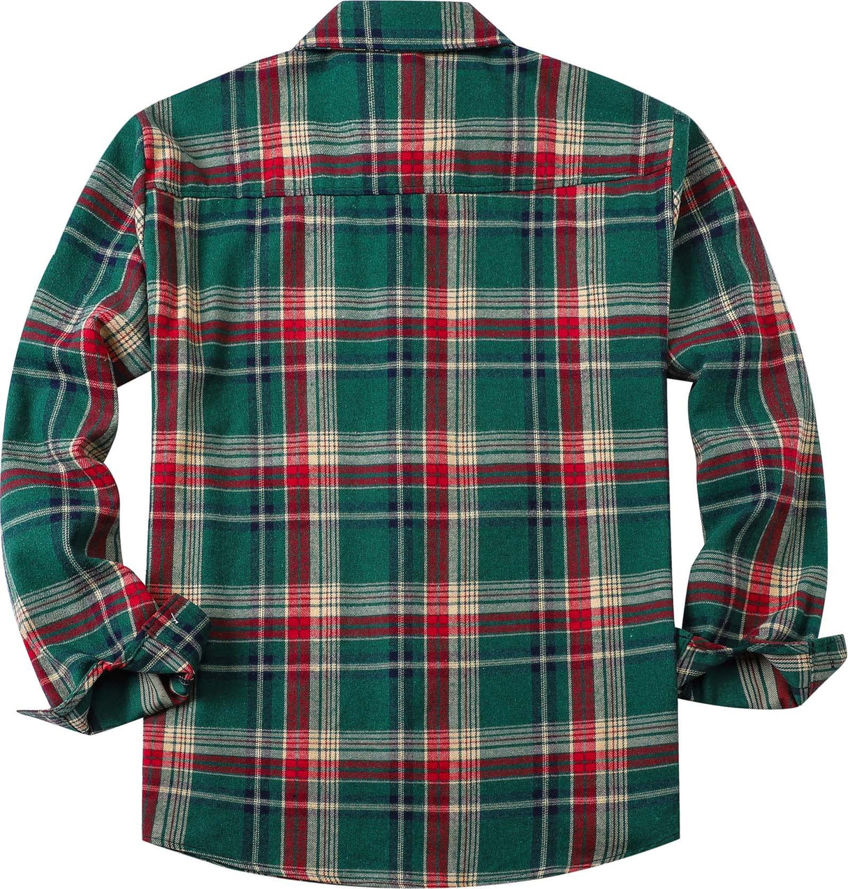 Cromoncent Men's Casual Plaid Flannel Long Sleeve Button Down Shirt,Christmas Green Red,XX-Large