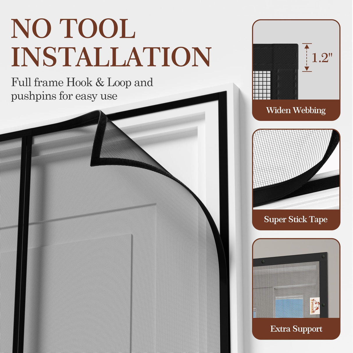 Yotache Magnetic Screen Door Fits Door Size 60"x78", Screen Size 62"x79" Double-Sided Opening Reinforced Mesh with Strong Magnets for Front, Patio Sliding Door