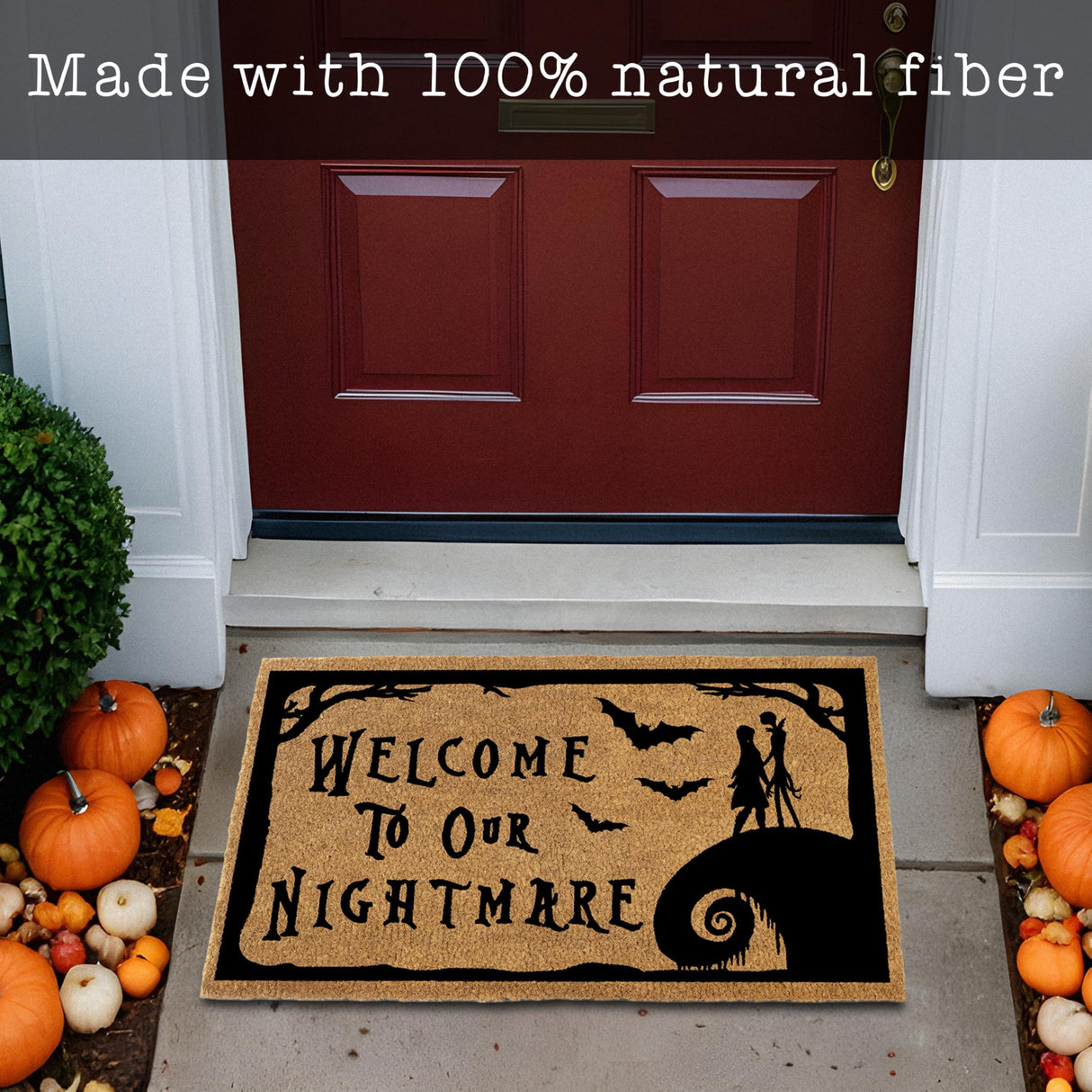 Nightmare Christmas Door Mat 30x17 Inch, Jack Door Mat for Covered Outdoor Area, Nightmare Christmas Doormat, Welcome Mat w/Non-Slip Backing
