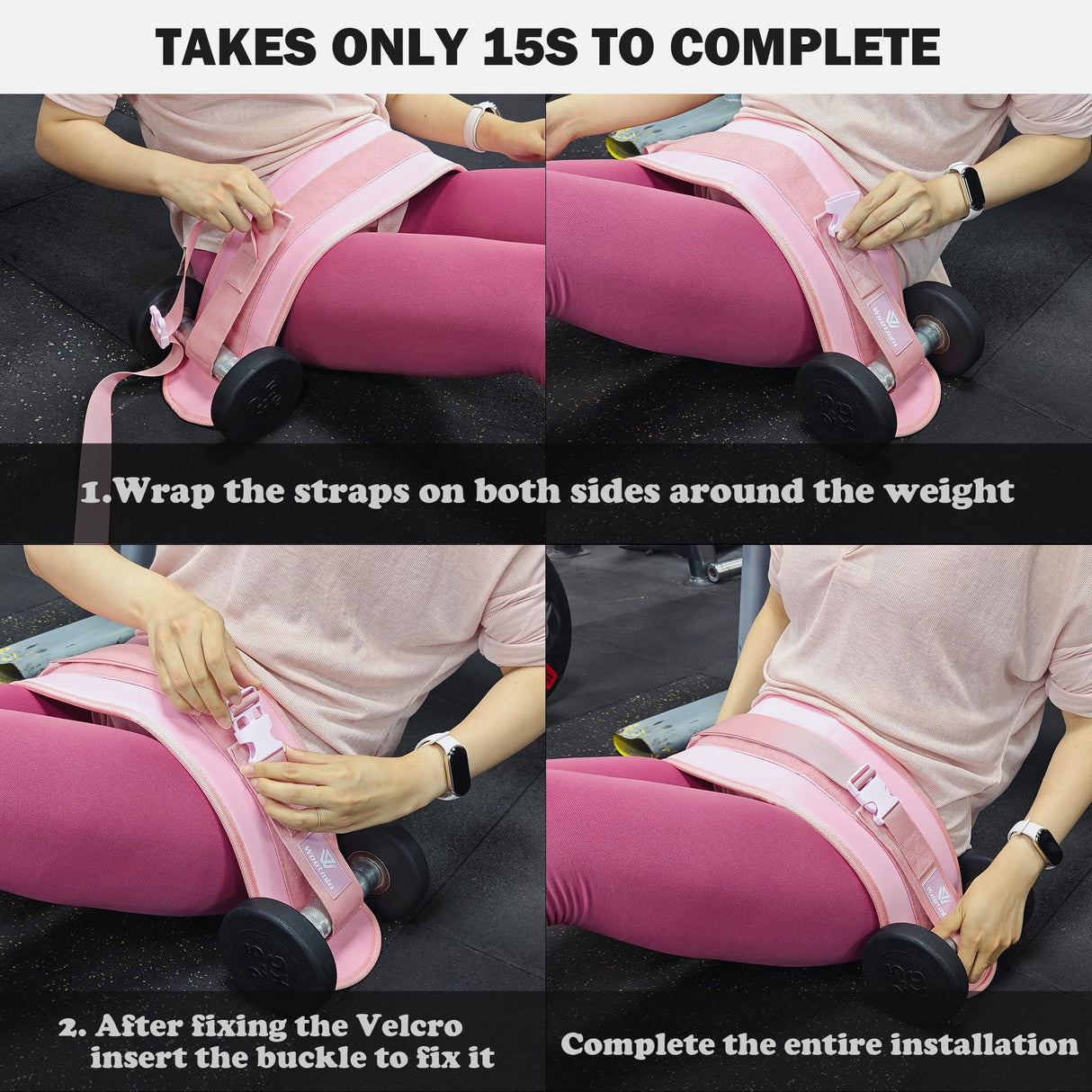 WOOTMIN Hip Thrust Belt, Fully Upgraded Hip Thrust Belt for Dumbbells, More Comfortable Hip Thrust Belt, Home Gym Hip Thrust Belt with Wider and Longer Anti-Slip Pads.(Pink)