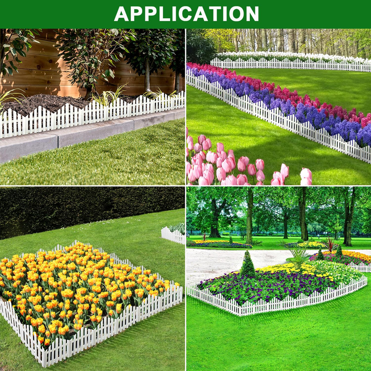 CooTentler Garden Edging Border No-Dig 13FT White 9.3 Inch Tall Landscape Edging with 14pcs Stakes for Decorate the Garden