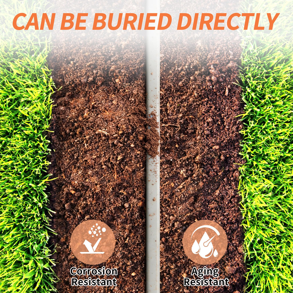 12/2 UF-B Wire 50 FT Pure Copper Direct Burial Cable, Sunlight & Moisture Resistant, Ideal for Outdoor Lighting & Pump Installations & Residential Indoor Electrical Projects