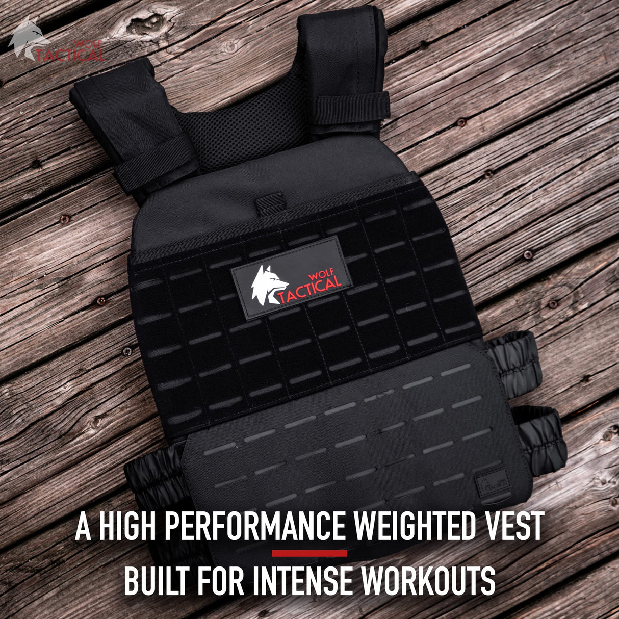 WOLF TACTICAL Adjustable Weighted Vest – WODs, Strength and Endurance Training, Fitness Workouts, Running (Black)
