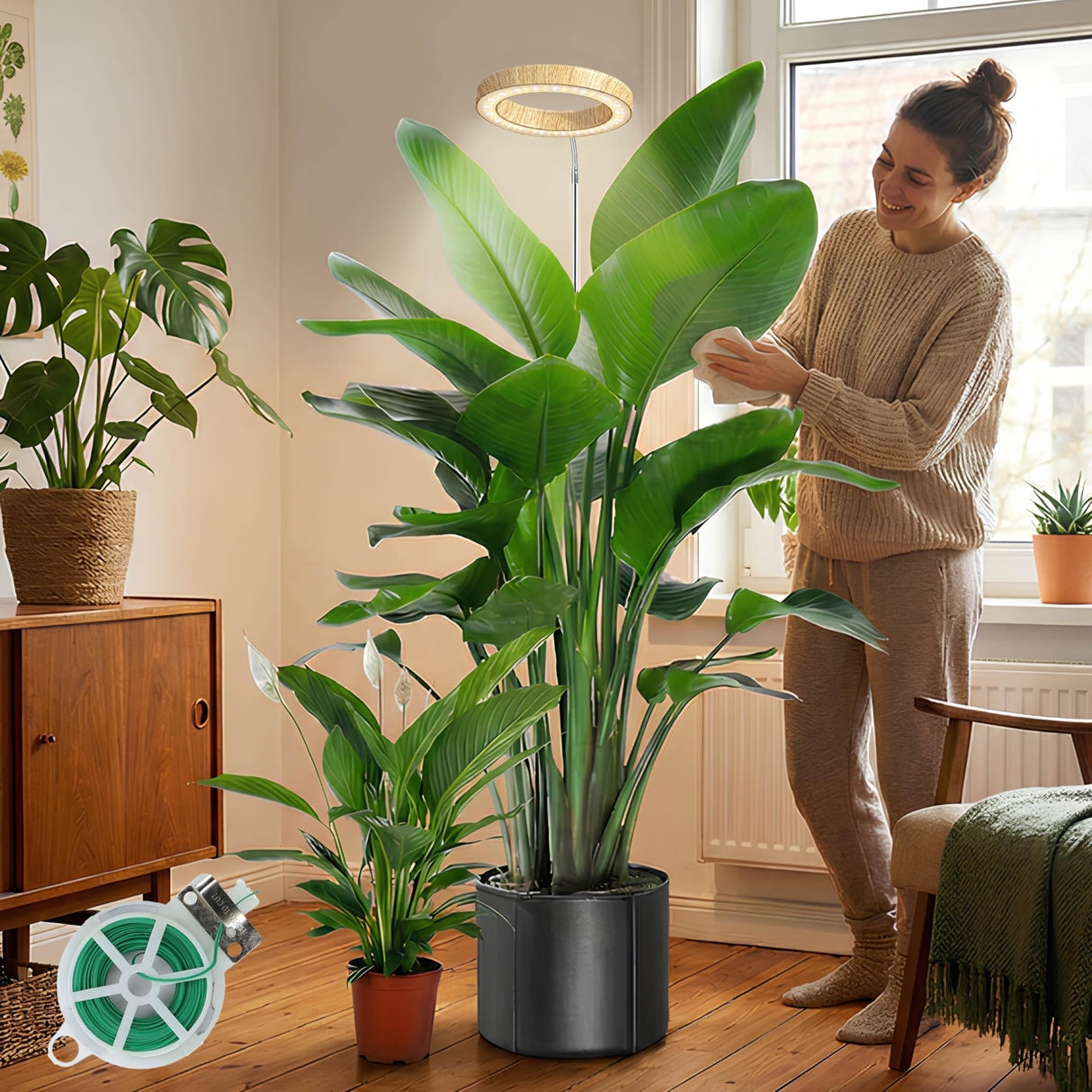 Grow Lights for Indoor Plants Full Spectrum,6.3" LED Wood Grain Plant Grow Light, 9.8-65in Height Adjustable Plant Lights Growing Lamp with Auto Timer 3H/9H/12H,10 Dimmable Levels (Wood Grain 1 Pack)