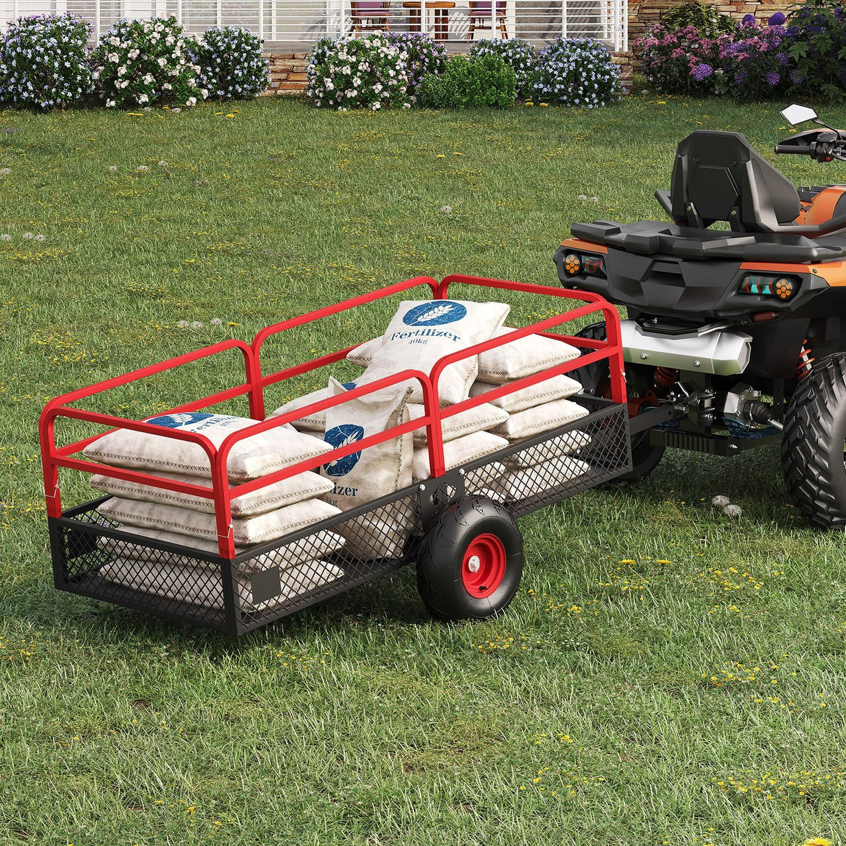 GarveeLife ATV UTV Tow Behind Dump Trailer 1600 lbs 22 Cubic, Red