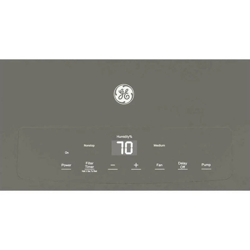 GE 50 Pint Portable Large Room Dehumidifier with Humidistat & Built-in Pump for Bathroom, Bedroom, Basement, and Home Wet Spaces, Gray (Renewed)