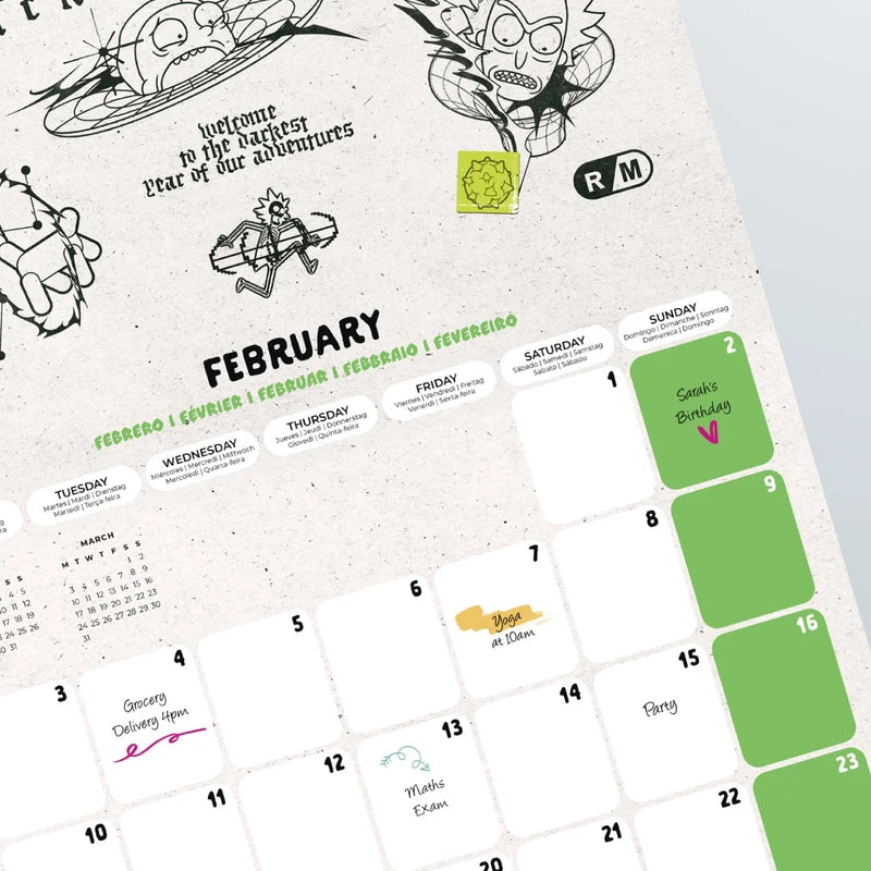 Grupo Erik Calendar 2025 Wall Calendar 2025 Rick and Morty Calendar 2025 Family Planner 30 x 30 cm Annual Calendar 12 Months
