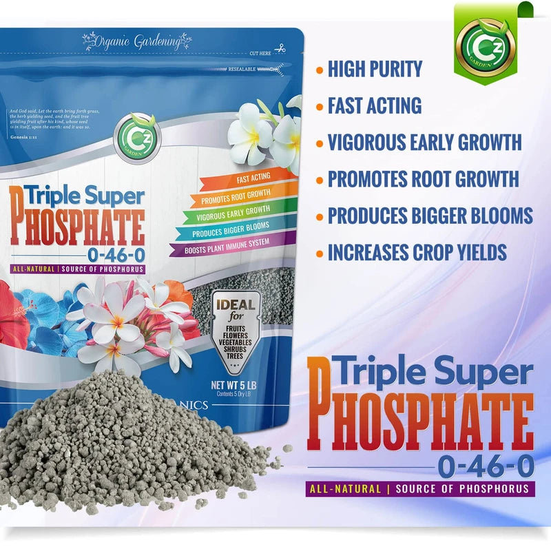 Triple Super Phosphate 0-46-0 Fertilizer Made in USA - Bloom Booster - TSP Pure Phosphorus Plant Food for Plants & Flower Gardens - Fruit, Vegetables