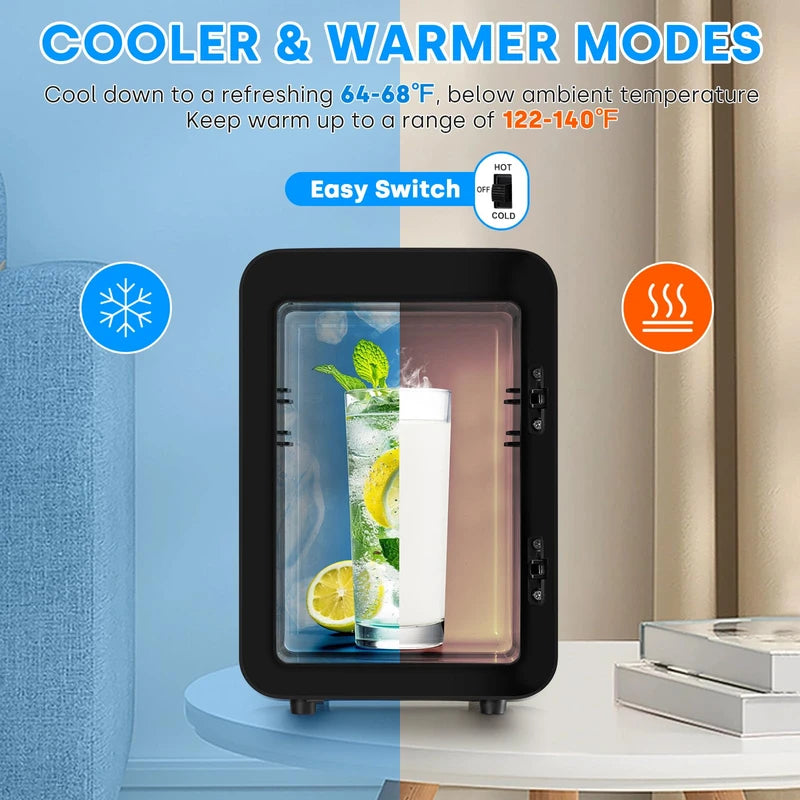 Enventor Mini Refrigerator Skincare Fridge 4L Portable AC+DC Power Cooler & Warmer, for Bedroom, Car, Office, Skincare, Makeup, Cosmetics (Black)