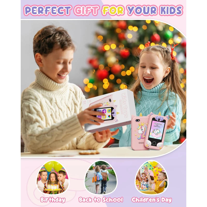 UCIDCI Kids Smart Phone Toys for Girls Ages 3-7 with Dual Camera - Toddler Phone Toys with Learning Games, Travel Toys with MP3 Music Player for Christmas, Birthday Gifts for 3 4 5 6 7 Year Old Boys