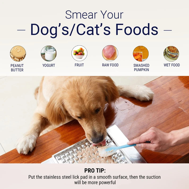 PEGGY11 Durable Stainless Steel Lick Pad for Cat & Dog | Strong Suction Cups | Use as a Slow Feeder | Supports Dental Health | Dishwasher Safe (Single)