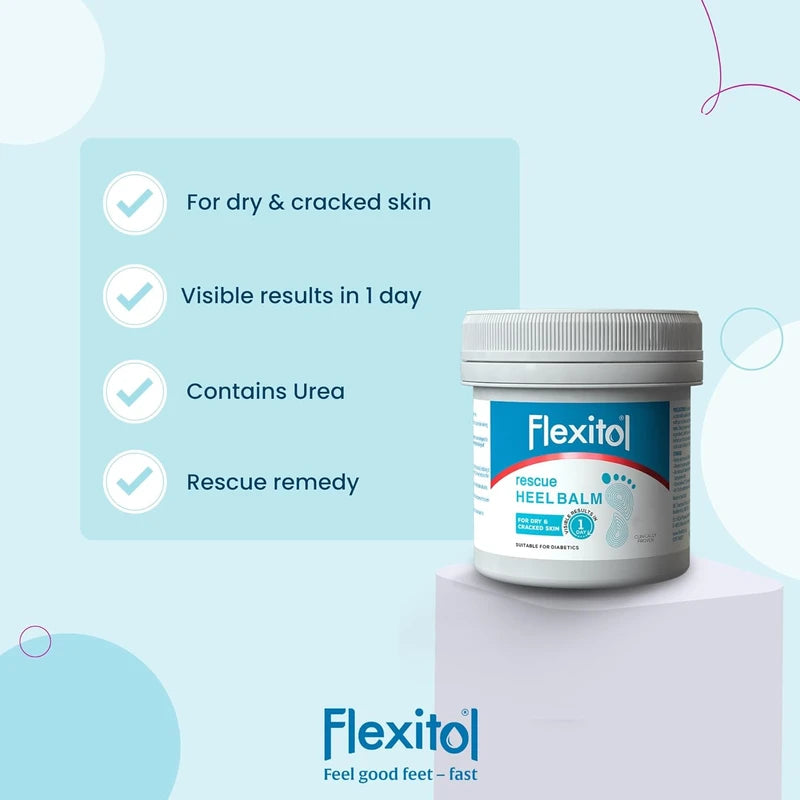 Flexitol Rescue Heel Balm - Foot Cream for Visible Results in 1 Day - For Cracked Heels and Very Dry Feet - 25 Percent Urea for Intense Hydration - Clinically Proven - Suitable for Diabetics - 485g