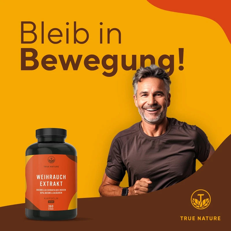 Frankincense Capsules High Dose - 2000 mg Extract per Day - 360 Capsules - Indian Boswellia Serrata - 85% Boswellic Acid - Vegan, German Production - TRUE NATURE