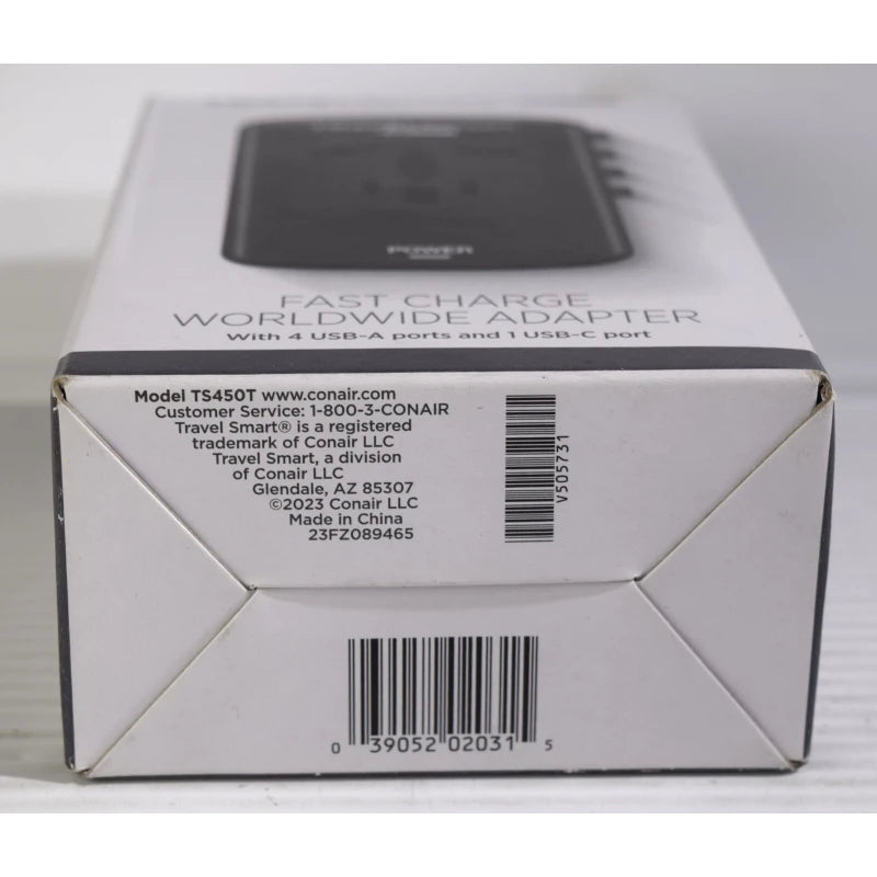 CONAIR Fast Charge Universal Travel TravelSmart Adapter - 4 USB-A & 1 USB-C Port