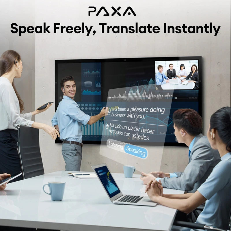 PAXA AI Translation Earbuds Real Time 3-in-1 Language Translator Earbuds 145 Languages & Accents Bluetooth 5.4 Translation Translating HD Sound Audifonos Traductores Inglés Español, OpenAir5 White