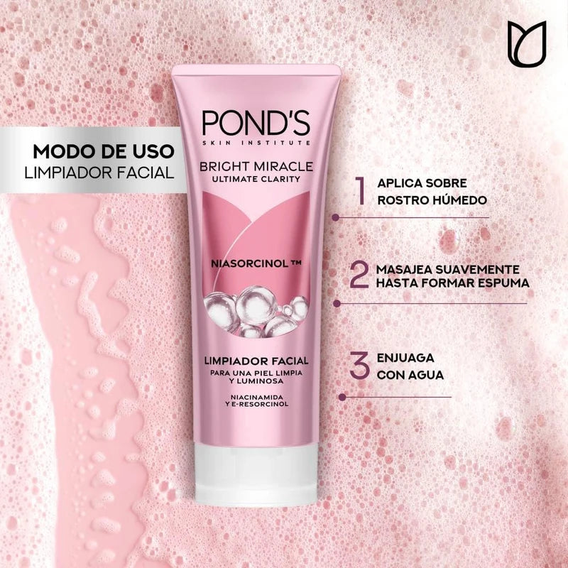 POND'S Limpiador Facial en Espuma Bright Miracle con Niasorcinol Anti-manchas, 100g