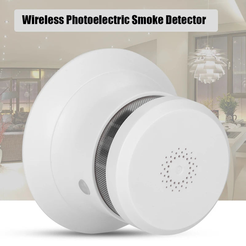 80dB Mini Wireless Photoelectric Smoke Detector Fire Protection Alarm Sensor for Home Security