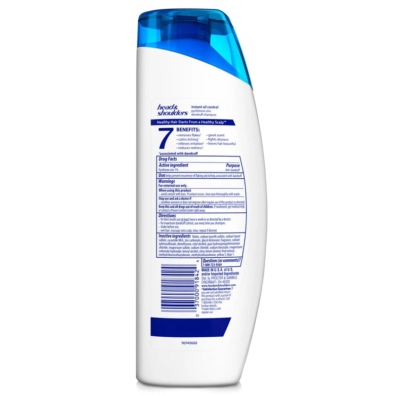 Head and Shoulders Instant Oil Control Dandruff Shampoo, 12.8 Fluid Ounce