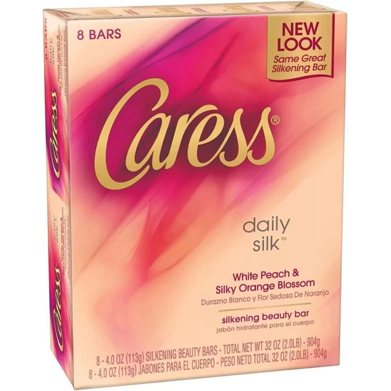 Caress Moisturizing Beauty Bar, Daily Silk, 4 Ounce (Pack of 8)