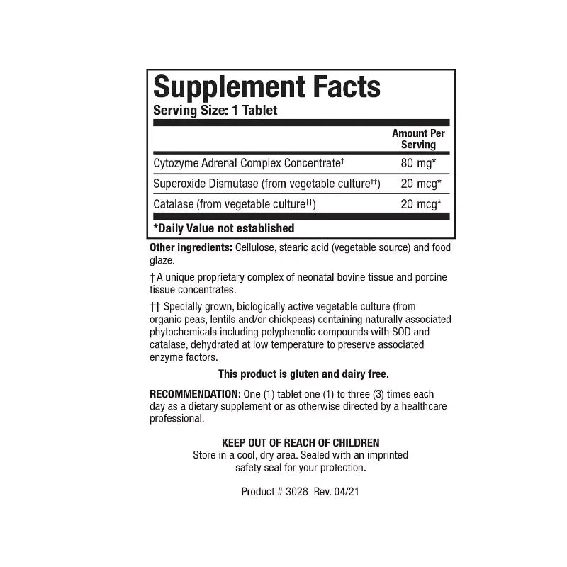 Biotics Cytozyme-AD 180 Tab Neonatal Adrenal Support Hormone Stress Balance