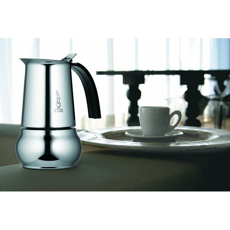 Bialetti Kitty 6 Tassen silber Espressokocher Edelstahl