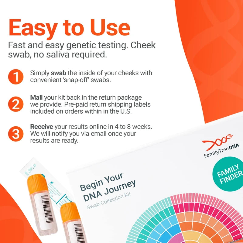 FamilyTreeDNA FamilyTreeDNA Family Finder, Ancestry & DNA Test Kit, Discover Your Origins & Unlock Your Geographic Roots, Connect with Your DNA Relatives, At-Home Test Kit for Expertly Processed Convenient Sampling