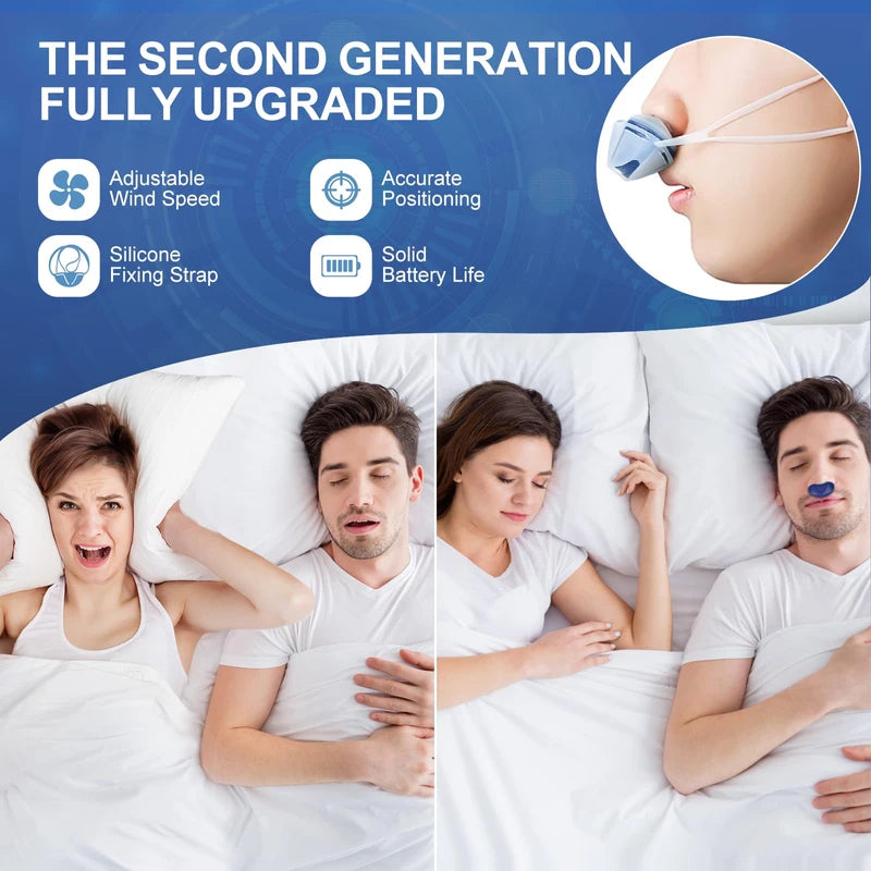 Electric Anti Snoring Device,Stop Snoring Solution,Adjustable Wind Speed Anti Snoring Devices,Breathable Snoring Prevention for Men Women,Universal All Nose Shapes (Blue)