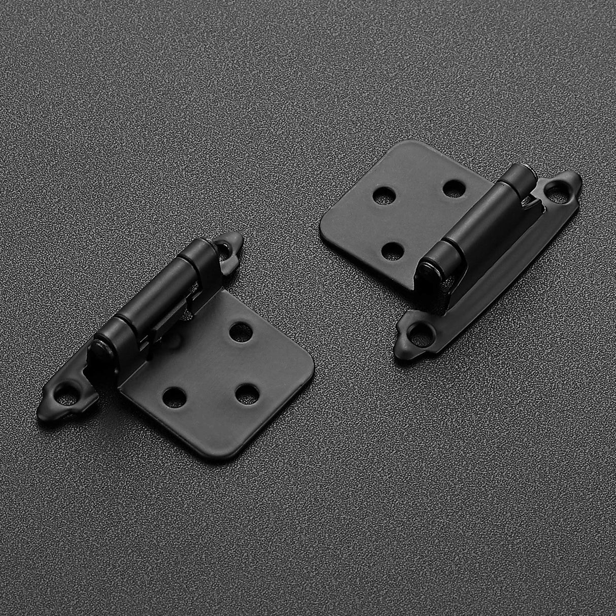 Ravinte 60 Pack (30 Pairs) 1/2" Overlay (Variable) Cabinet Hinges, Self-Closing Semi-Concealed Face Mount, Matte Black Decorative Hardware with Door Bumpers for Kitchen & Cupboard Doors