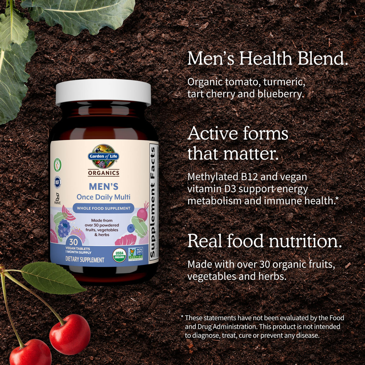 Garden of Life Organics Men's Once Daily Multivitamin, 60 Tablets