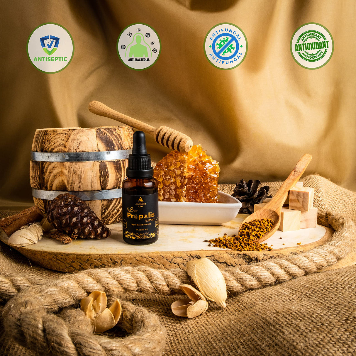 Natural Bee Propolis Extract, 30 mL, Advanced Liquid Tincture Immune System Booster and Seasonal Defense, Pure High Potency Herbal Supplement, Non-GMO and Alcohol Free (1 Pack)